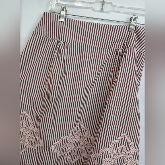 2/$30‎ LOFT Vintage Striped Purple Pink White Embroidered Women's Skirt (#888) - Picture 5 of 7